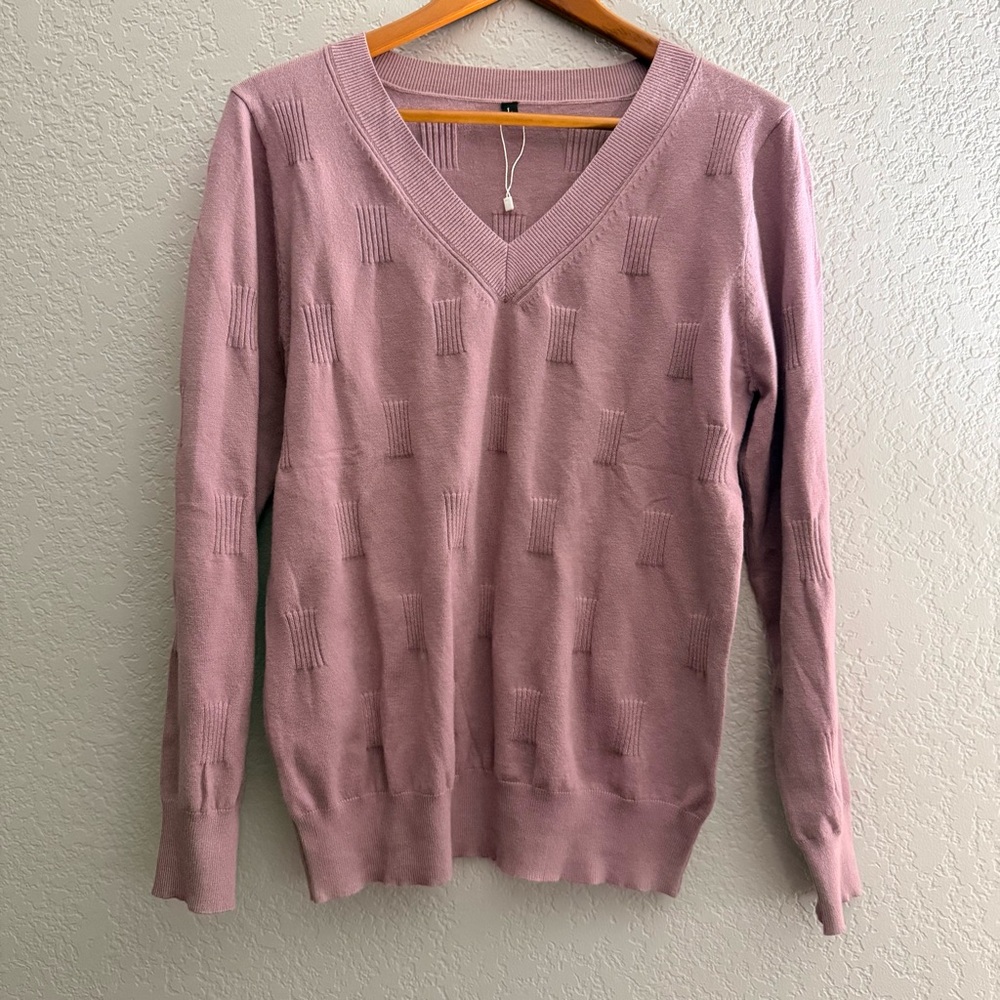 Elegant Mauve V-Neck Sweater